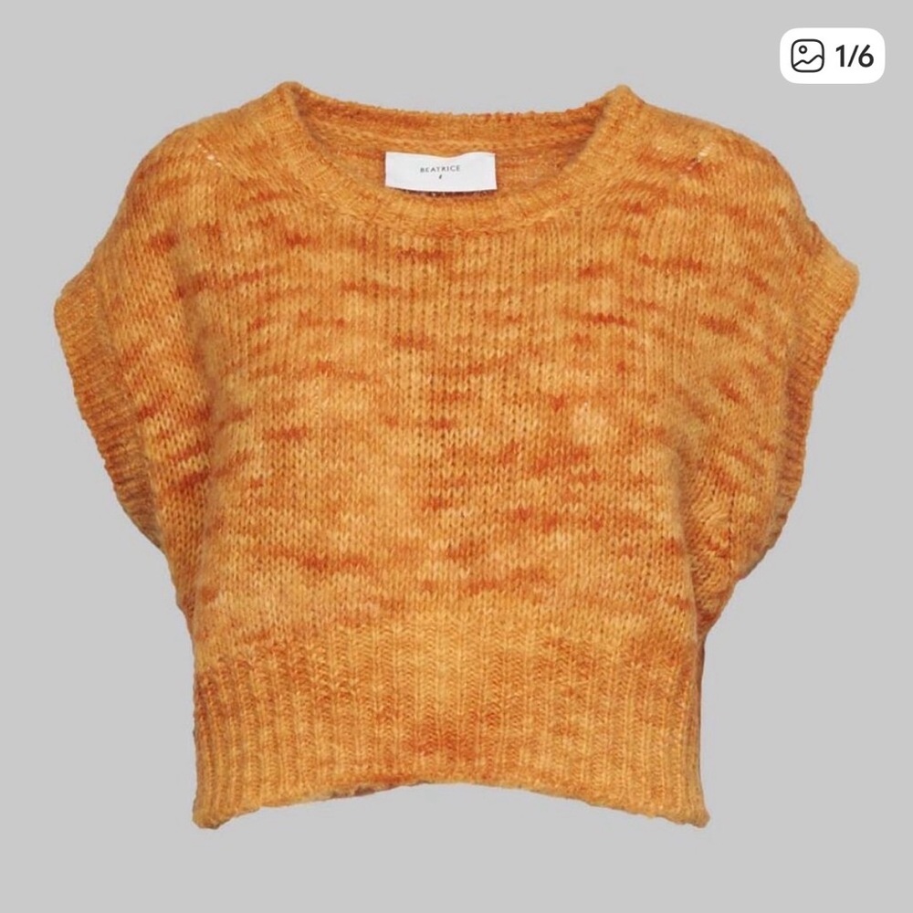 Beatrice b. Orange Knit Cropped Sweater Vest